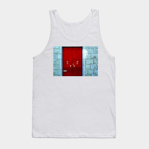 Red wooden door with golden vintage knockers Tank Top by lena-maximova